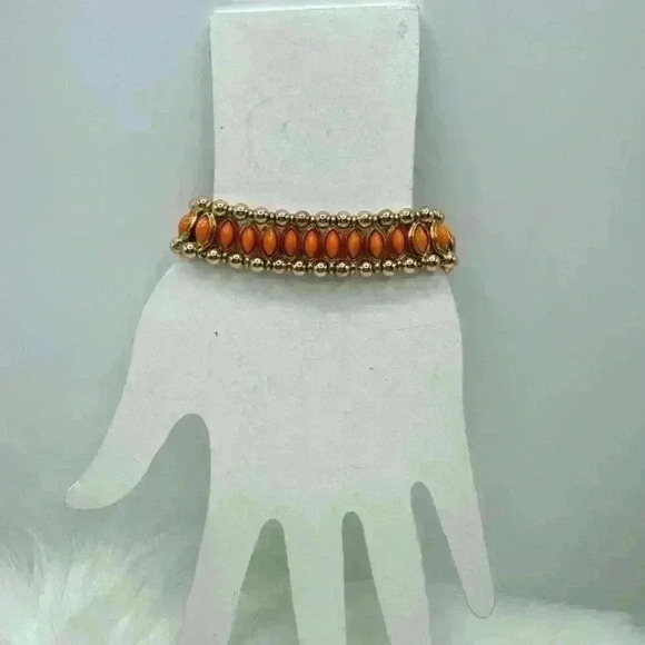 Orange Beaded Statement Bracelet - Picture 3 of 5